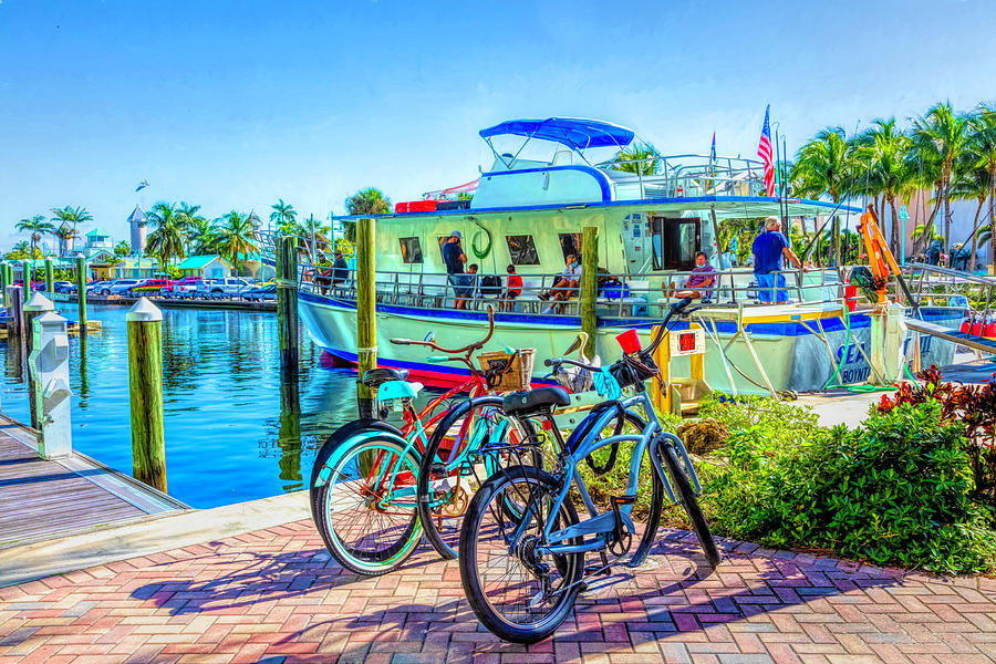 Bicycles at the Marina at Two Georges Photograph by Debra and Dave Vanderlaan