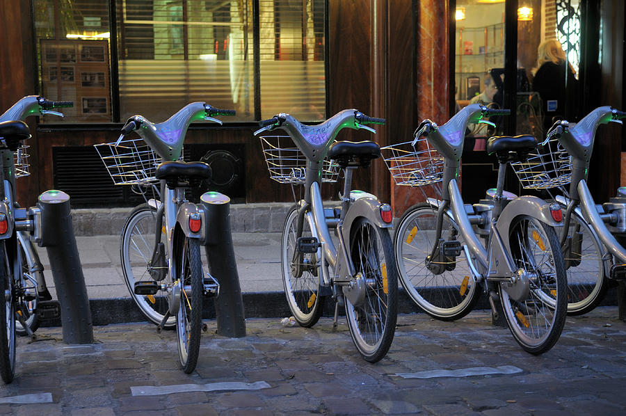 Bicycles for rent, Paris,Ile-de-France, France Photograph by Kevin Oke
