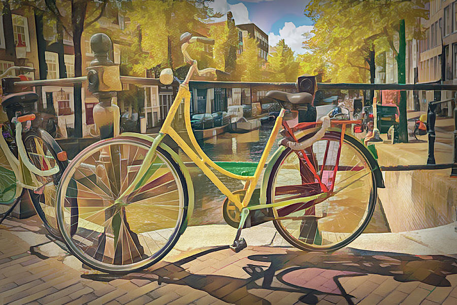 Bicycles on the Canals Abstract Painting Photograph by Debra and Dave Vanderlaan