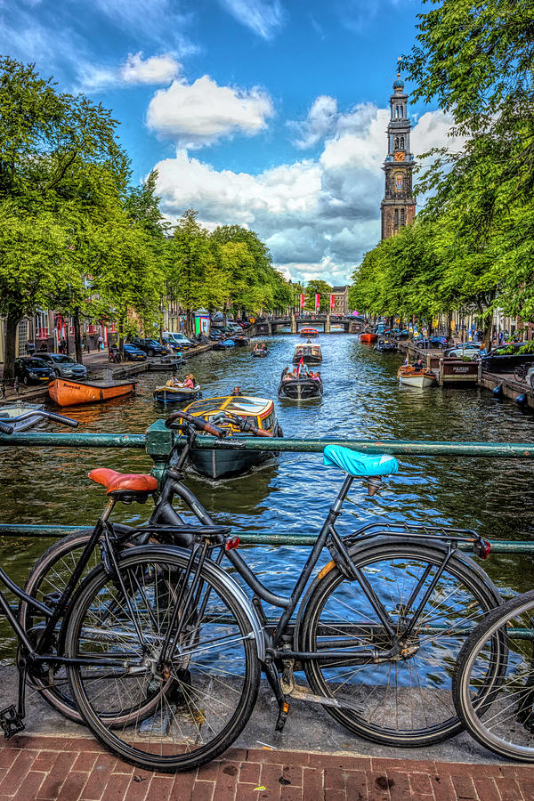 Boat Photograph - Bicycles on the Canals II by Debra and Dave Vanderlaan