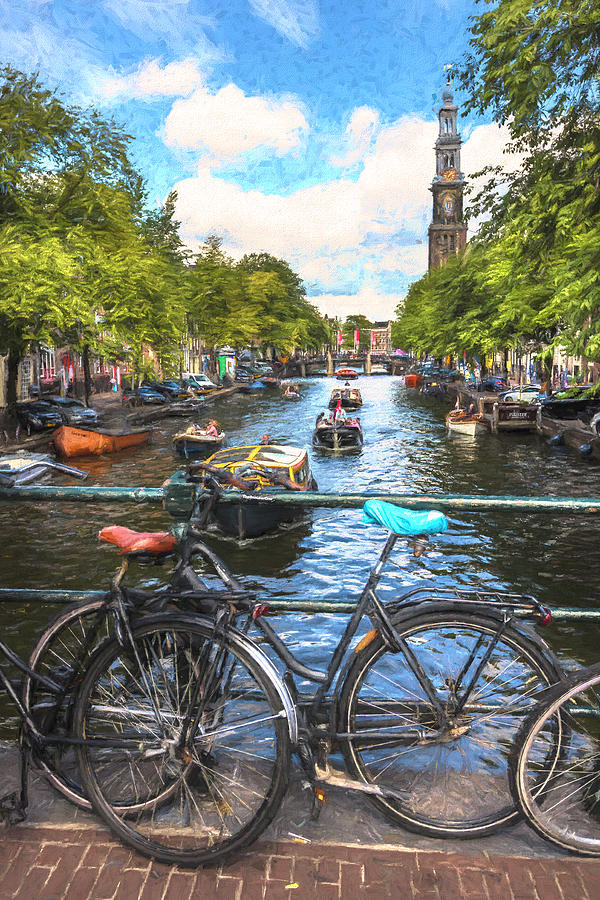 Bicycles on the Canals II Painting Photograph by Debra and Dave Vanderlaan