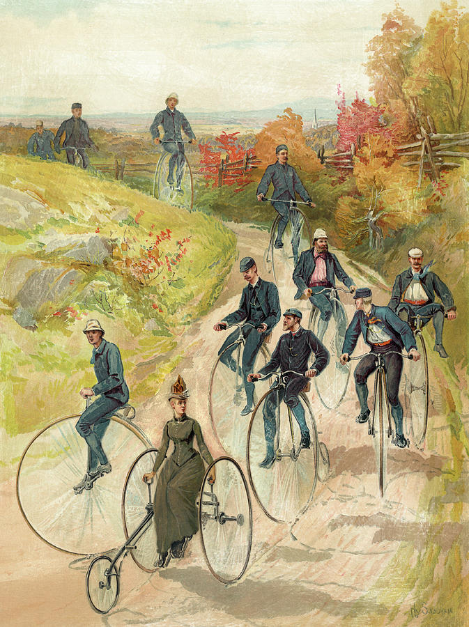 Bicycling by Hy Sandham 1887 Mixed Media by Bob Pardue
