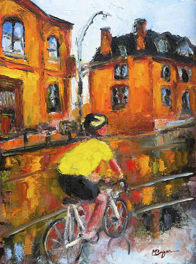 Bicycling in Halifax  Painting by Mike Bergen