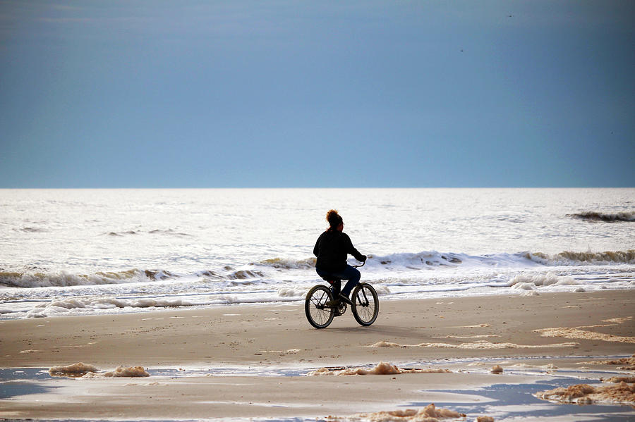 Bicycling On Beach Photograph by Cynthia Guinn