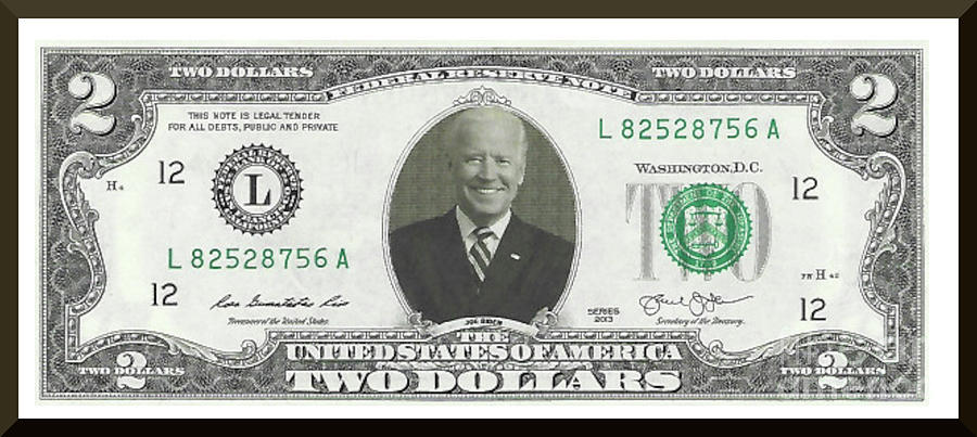Biden Two Dollar Bill Digital Art by Charles Robinson