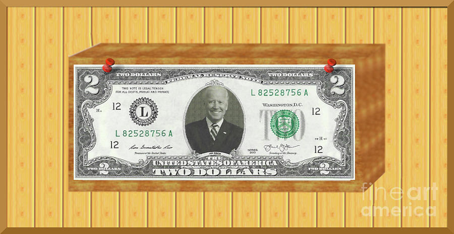 Biden Two Dollar Bill on a Block Digital Art by Charles Robinson