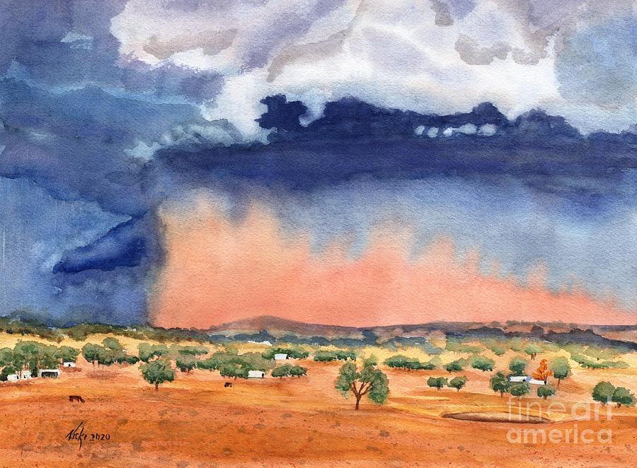bidhi bunan - Wiradjuri -Big Dust Storm Painting by Vicki B Littell