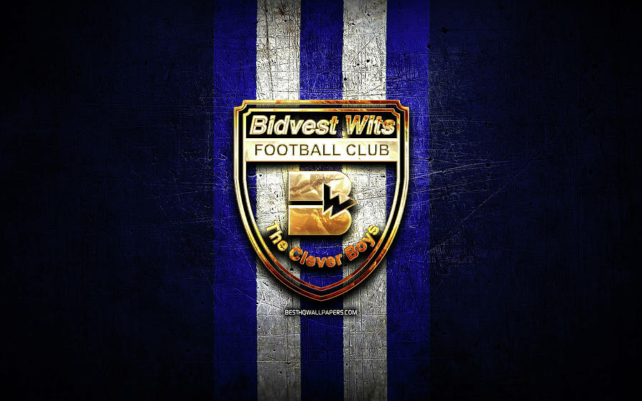 Bidvest Wits FC golden logo Premier Soccer League blue metal background ...