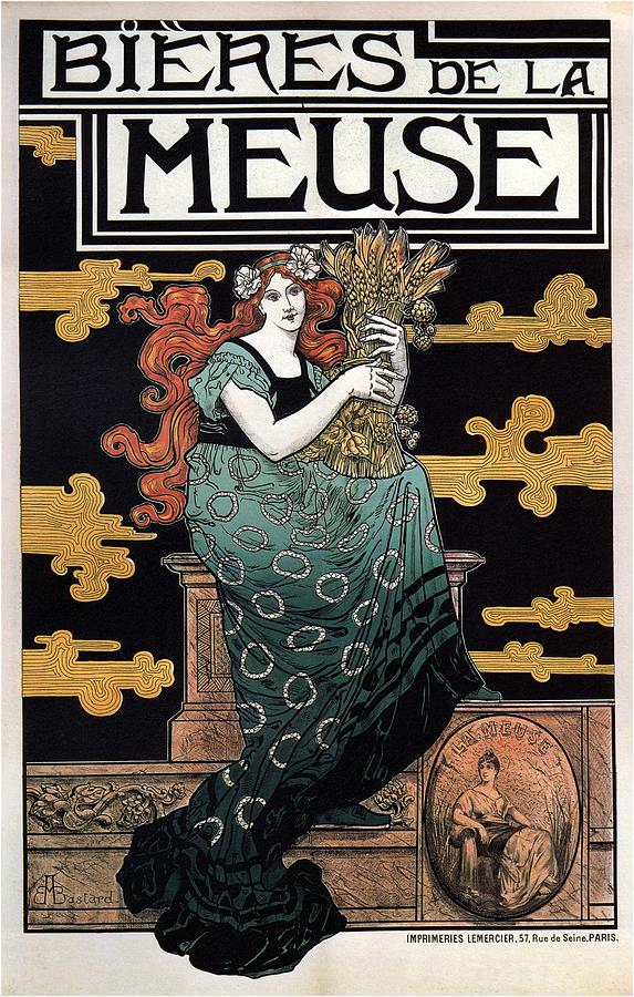Bieres De La Meuse - Art Nouveau Beer Advertising - Vintage Advertising poster Digital Art by Studio Grafiikka