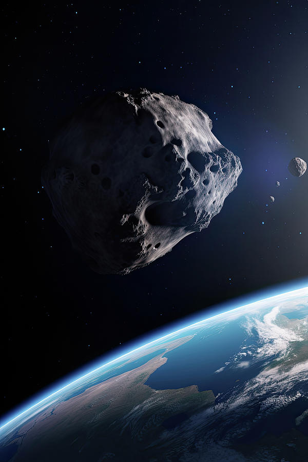 Big and small asteroids near planet Earth. Potentially hazardous ...