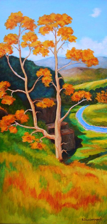 Big Autumn Tree Painting by Konstantinos Charalampopoulos