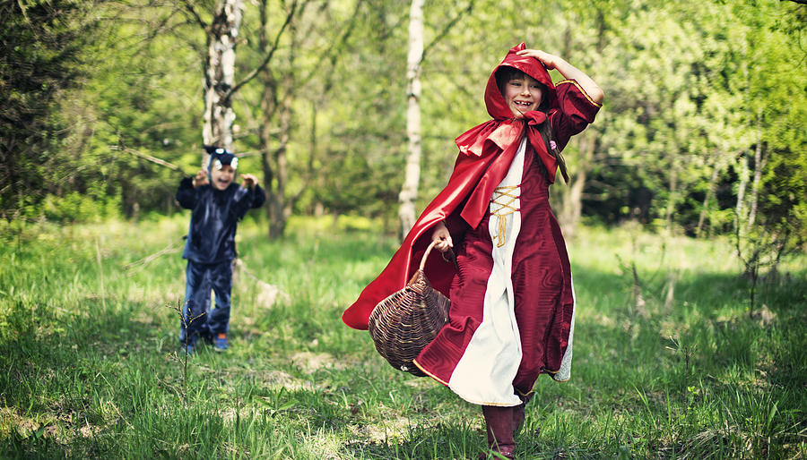 Big Bad Wolf chasing the Little Red Riding Hood Photograph by Imgorthand