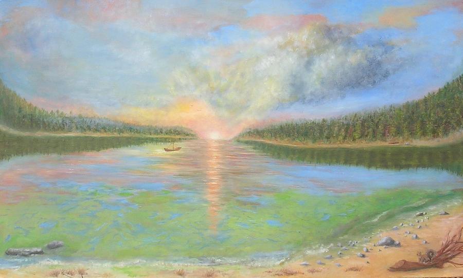 Lake Moss Painting - Big Bear Lake by Denise Phillips