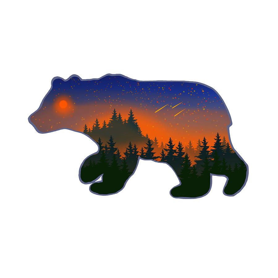 Big Bear - Silhouette Art Digital Art by Anastasiya Malakhova