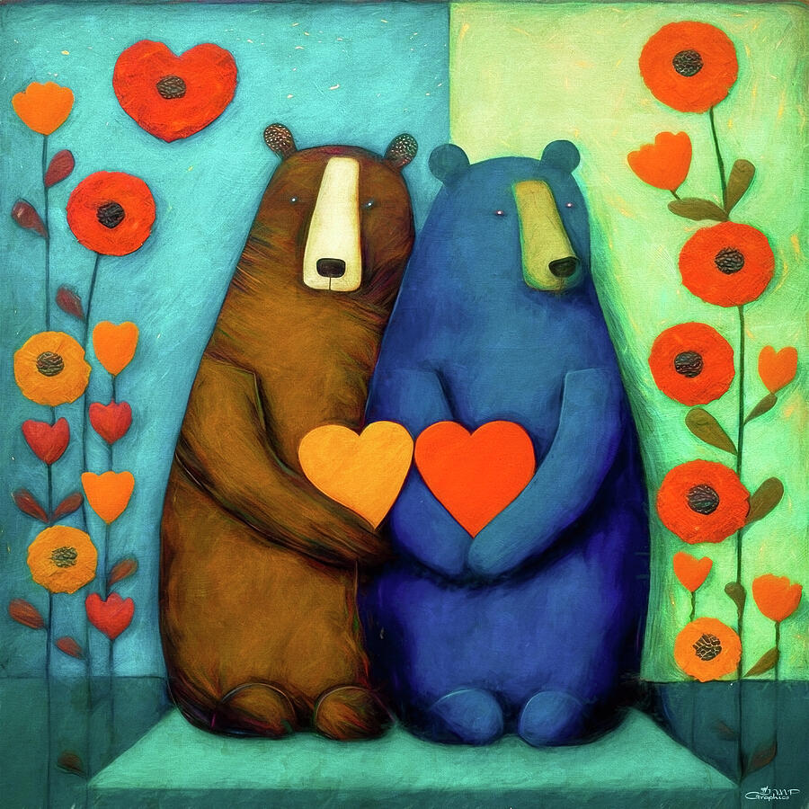 Big Bears in Love Digital Art by Jutta Maria Pusl