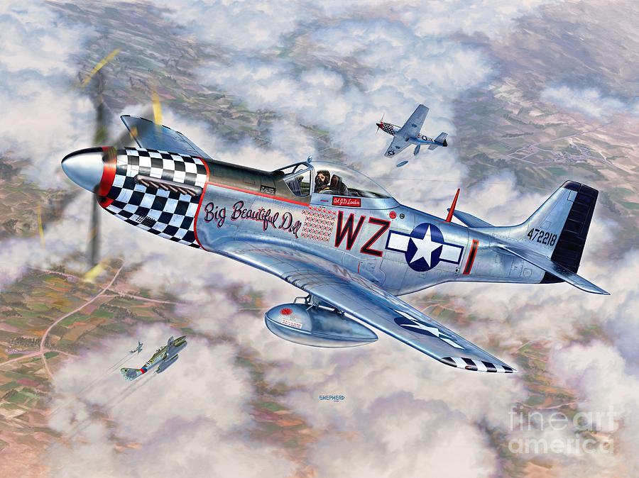 P-51 Mustang Painting - Big Beautiful Doll by Stu Shepherd
