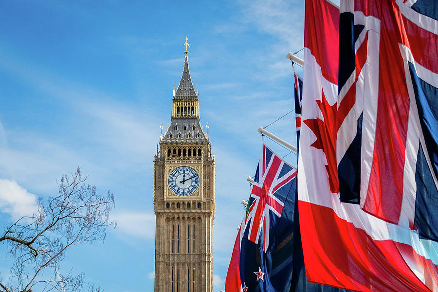 Big Ben and Flags Photograph by Angela Carrion Photography
