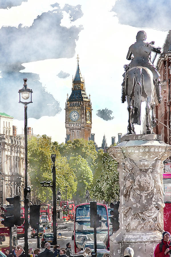 Big Ben and King George Digital Art by SnapHappy Photos