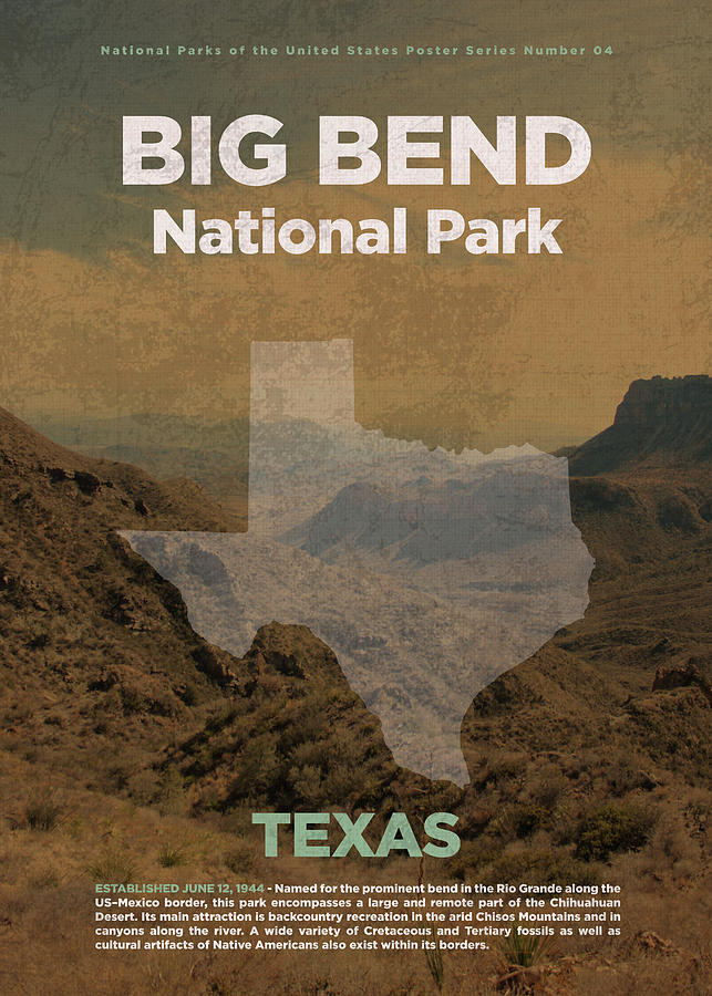 Big Bend Mixed Media - Big Bend National Park in Texas Travel Poster Series of National Parks Number 04 by Design Turnpike