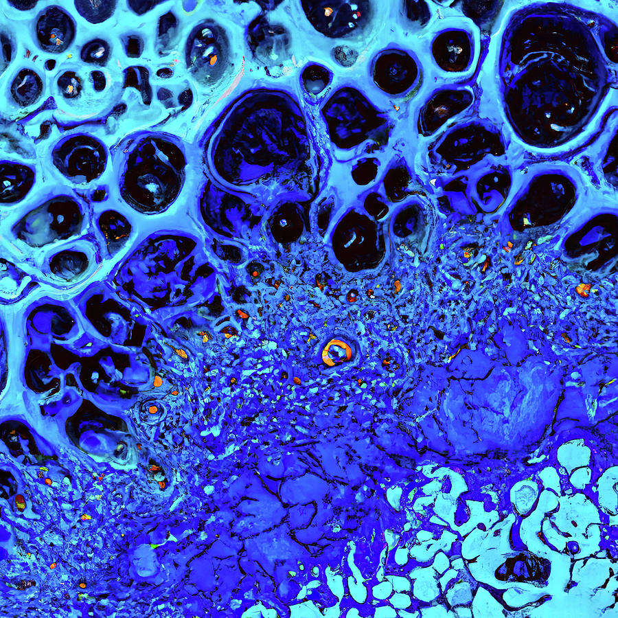 Big Blue Bubbles  Digital Art by Cathy Anderson