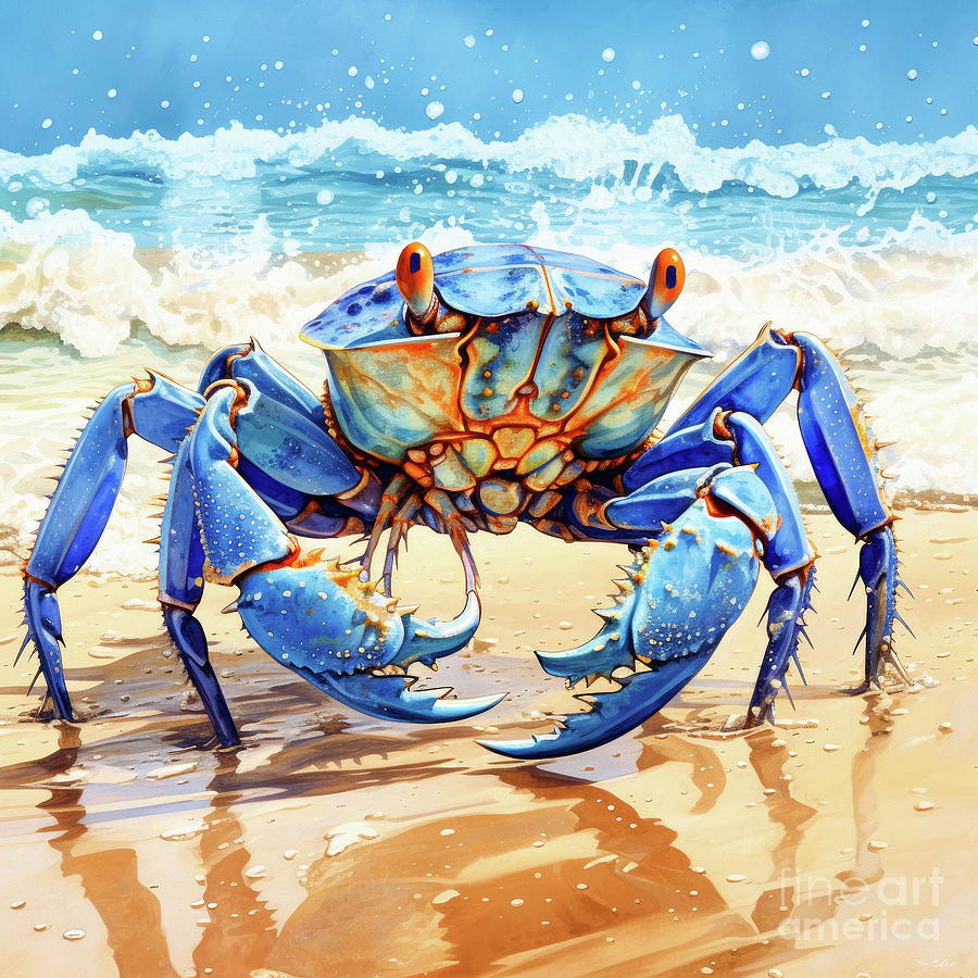 Beach Painting - Big Blue Crab by Tina LeCour