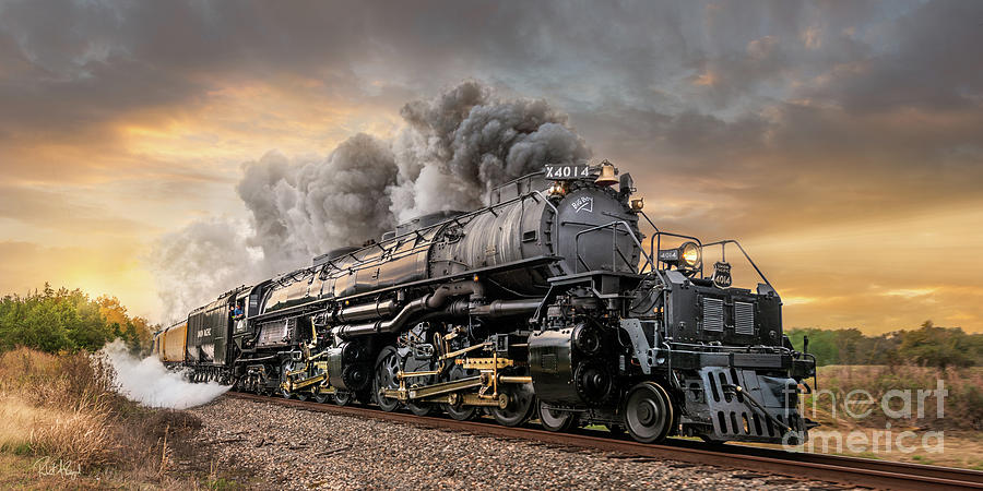 Big Boy 4014 Morning Steam panoramic Digital Art by Robert A Boyd