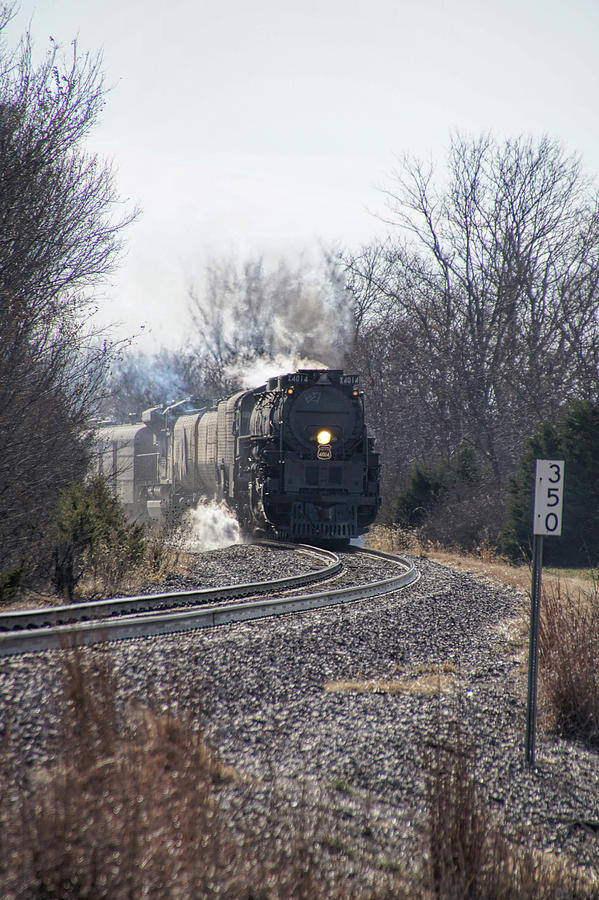 Big Boy Steam Engine Leaving Garnett, Kansas Photograph by Alan Hutchins