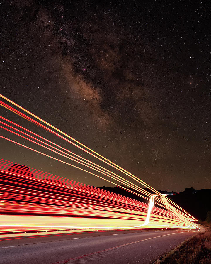 Big Bridge Traffic Under Milky Way Photograph by Hal Mitzenmacher