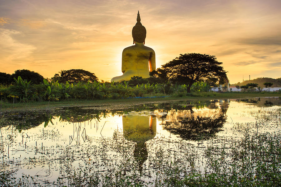 Big buddha in Wat Muang Photograph by Pakin Songmor