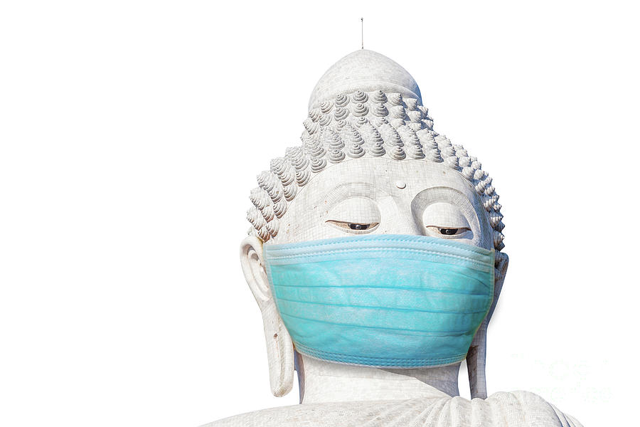 Big Buddha with surgical mask Photograph by Benny Marty