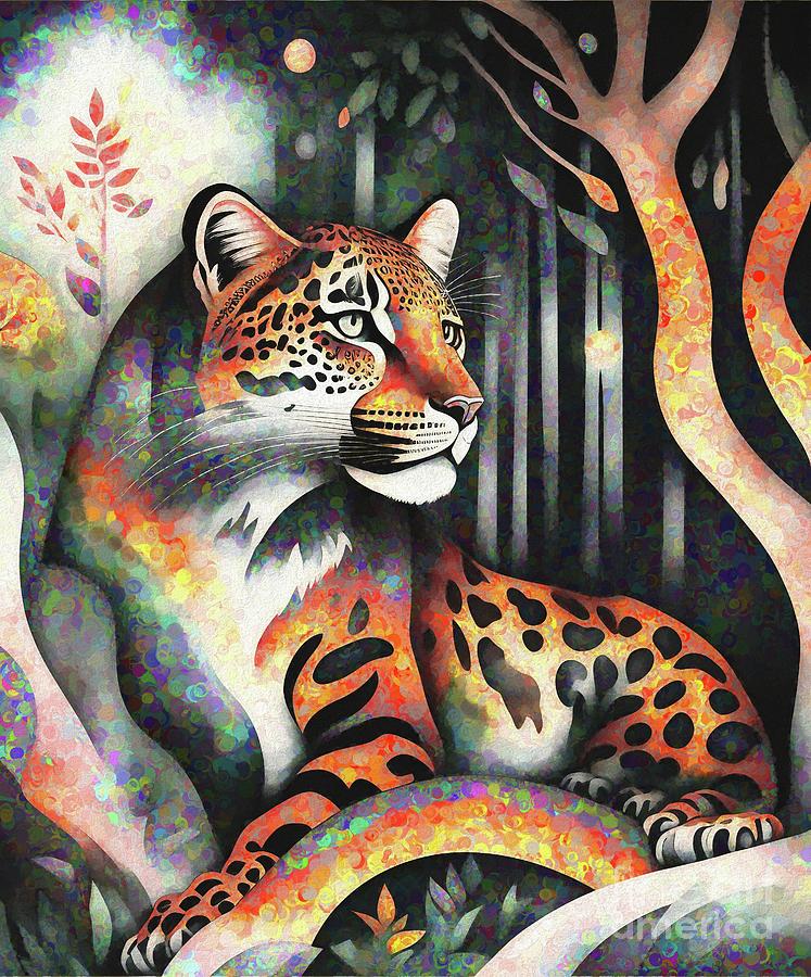 Big Cat In The Forest - 0900-V2 Digital Art by Philip Preston