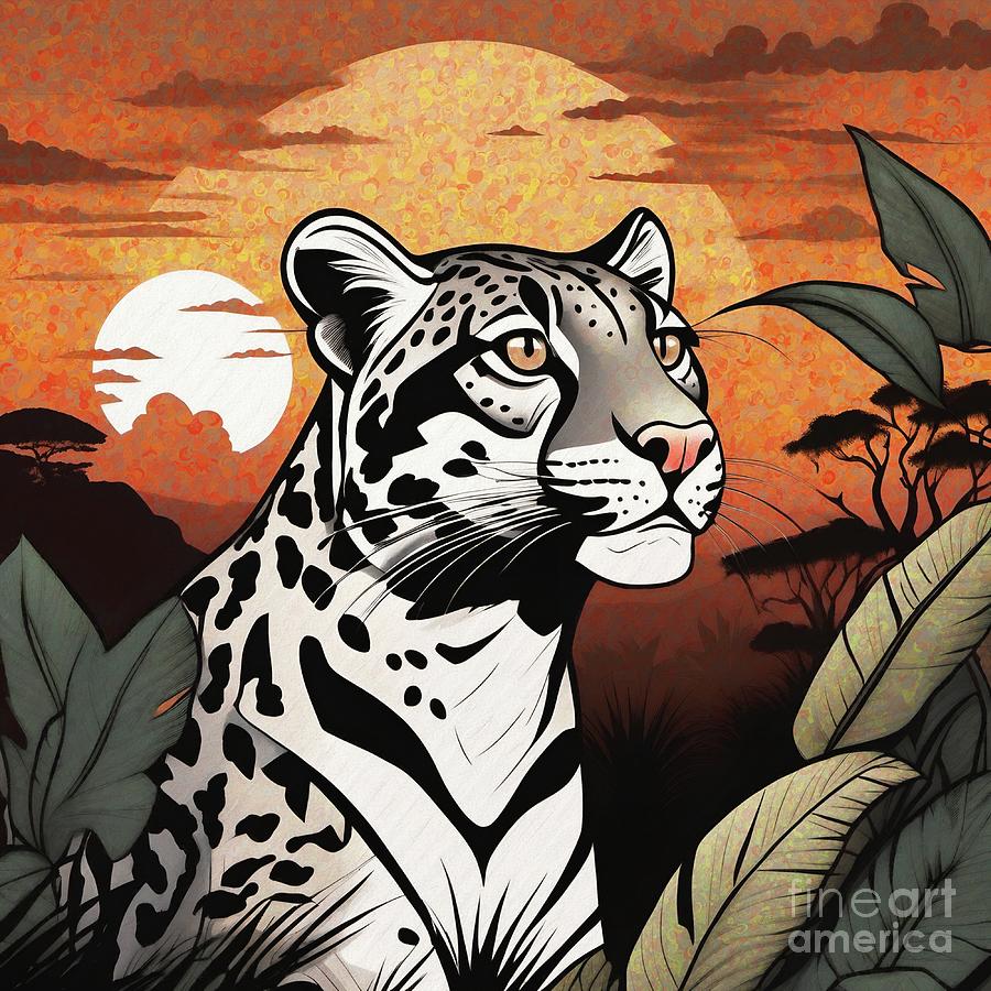 Big Cat Jungle Sunset - 01821SA1A Digital Art by Philip Preston