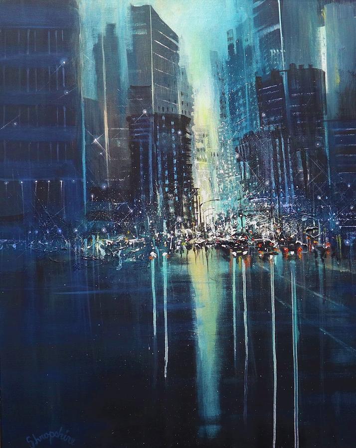 Big City Blues Painting by Tom Shropshire