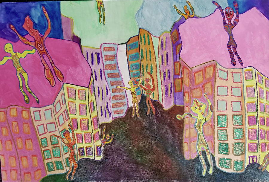Big City Bright Painting by Monica Habib