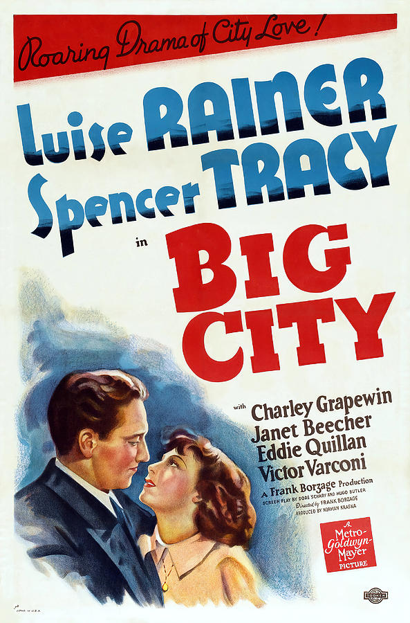 Big City, with Luise Rainer and Spencer Tracy, 1937 Mixed Media by Movie World Posters