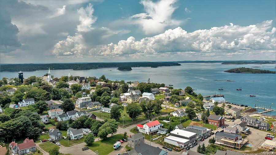 Big Clouds - Water Street and Johnson Bay at Lubec, Maine Summer ...