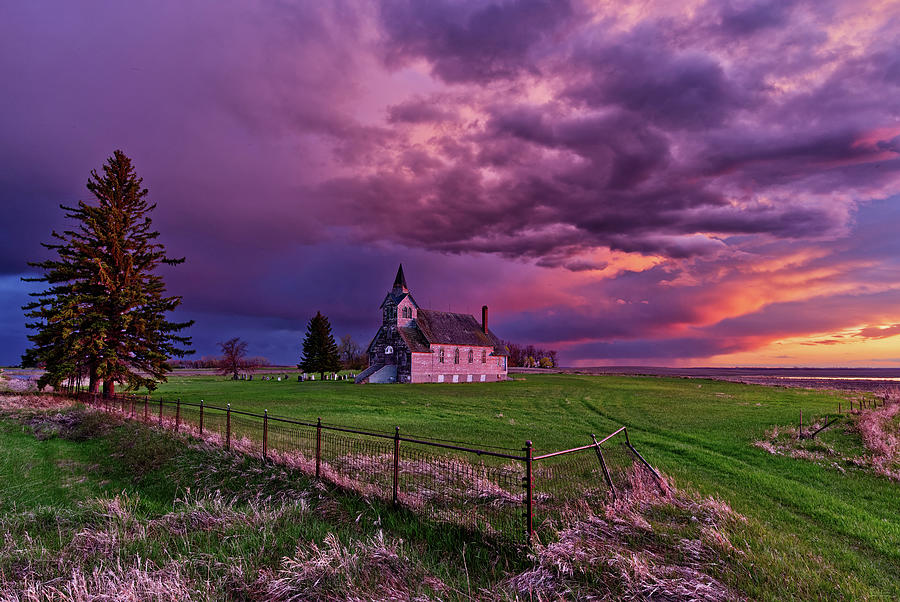Sunset At The Big Coulee Lutheran Church - Ramsey County North Dakota Photograph