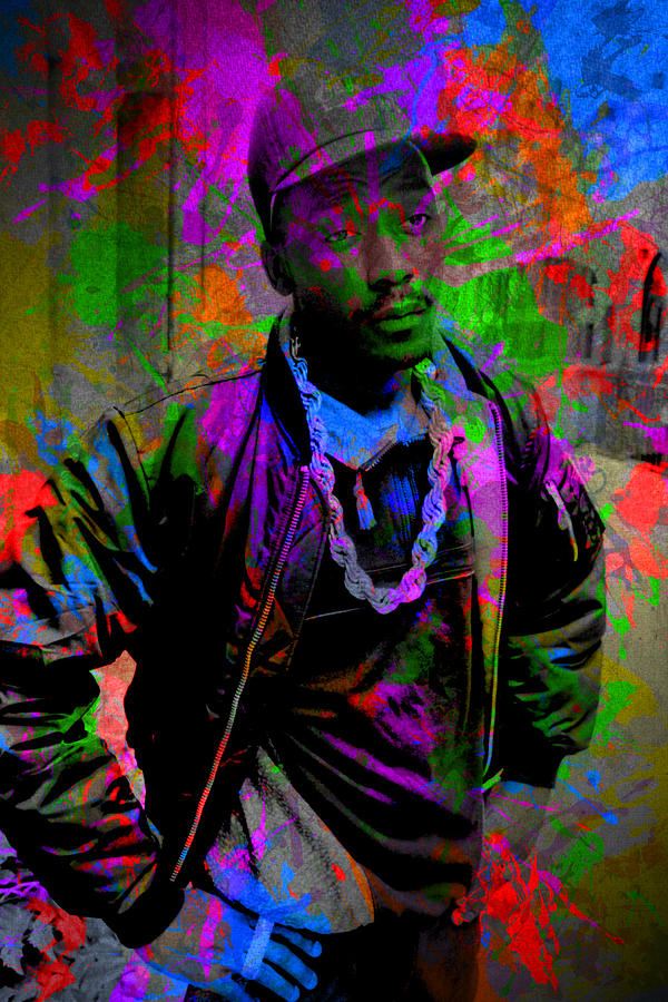 Big Daddy Kane Famous Rapper Paint Splatters Colorful Portrait Mixed