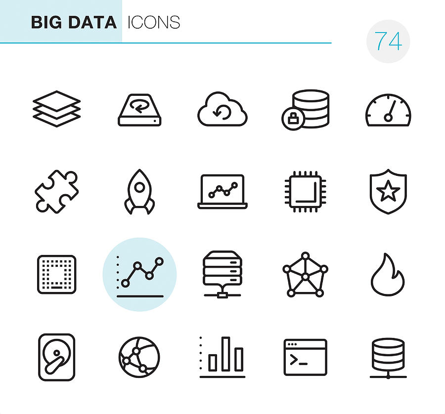 Big Data - Pixel Perfect icons Drawing by Lushik
