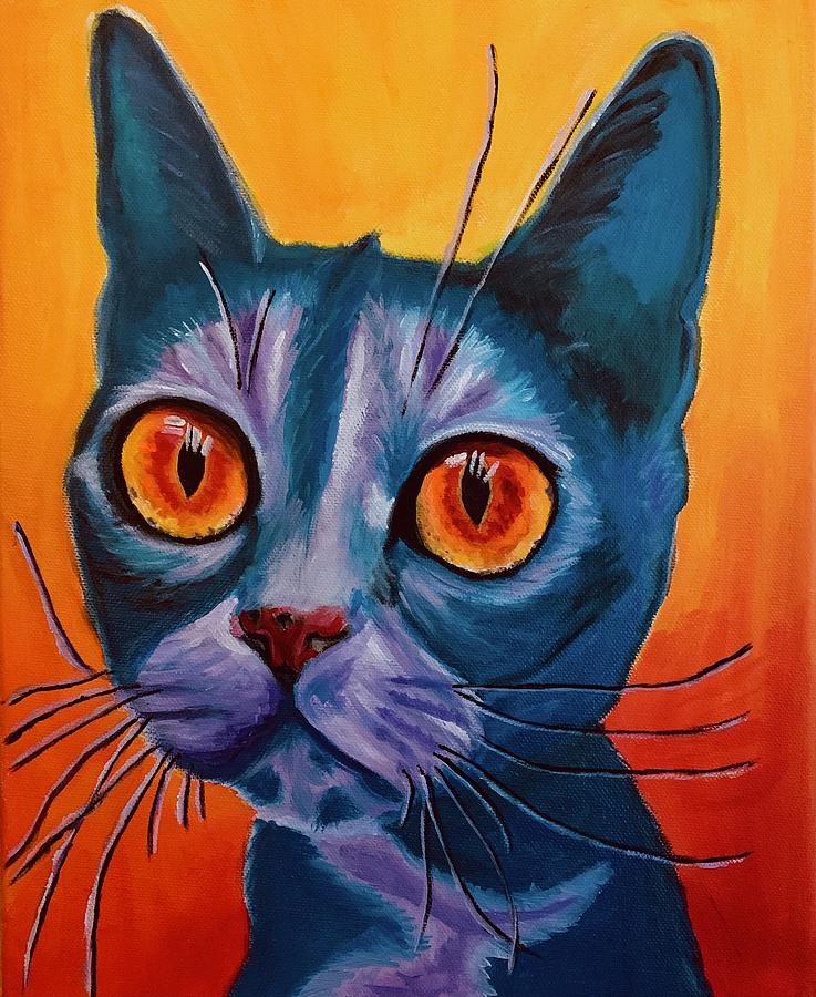 Big Eyes Cat Painting by Tpsy Painter - Fine Art America