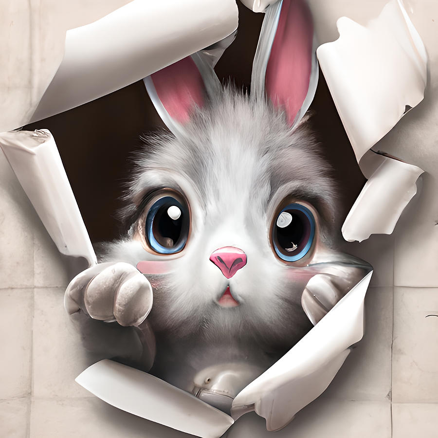 Big Eyes Rabbit Digital Art by Amalia Suruceanu