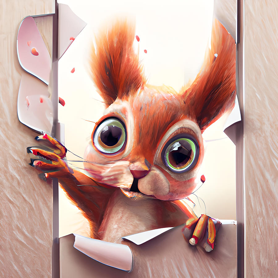 Big Eyes Squirrel Digital Art by Amalia Suruceanu