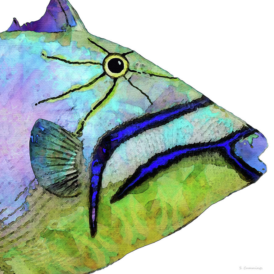 Big Fish Head Art - Trigger Painting by Sharon Cummings