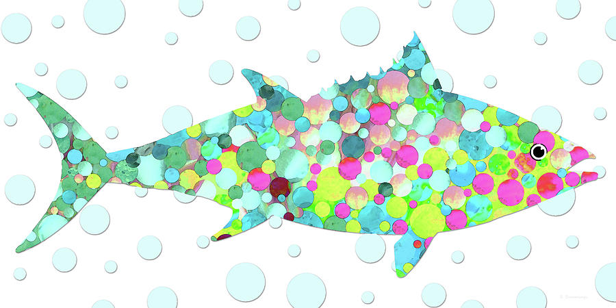 Fish Painting - Big Fish Mosaic - Full Circle Art by Sharon Cummings