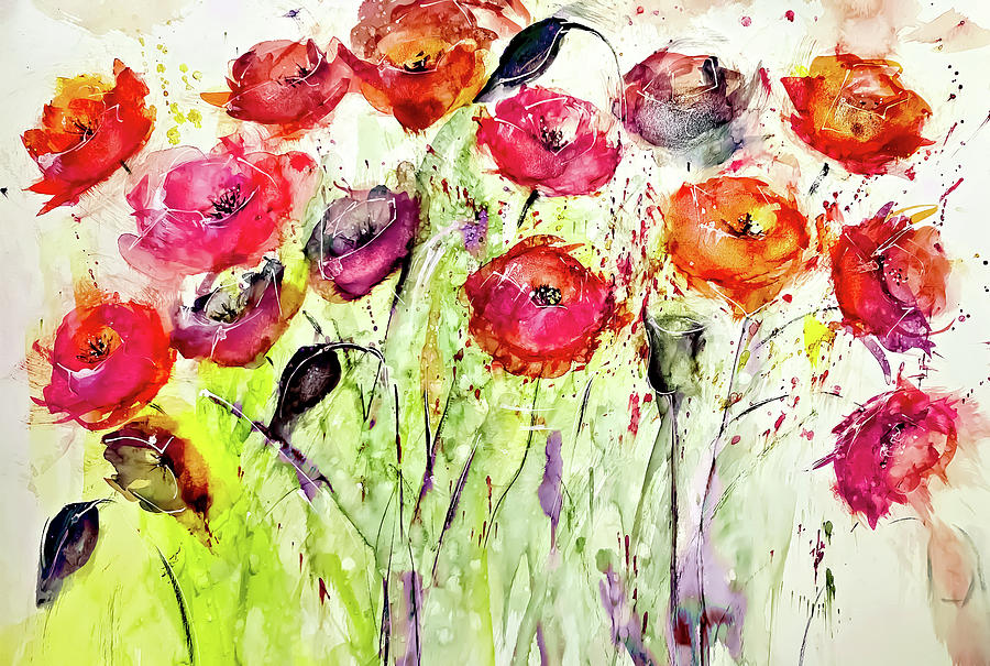 Big Floral Patch Painting by Lisa Kaiser
