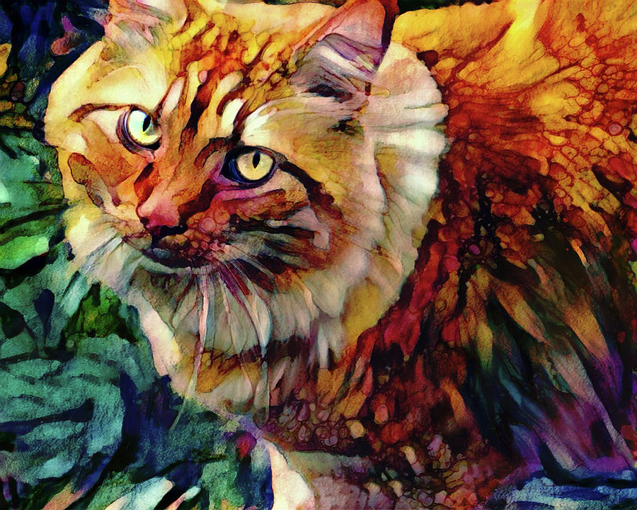 Big Ginger Cat Digital Art by Peggy Collins