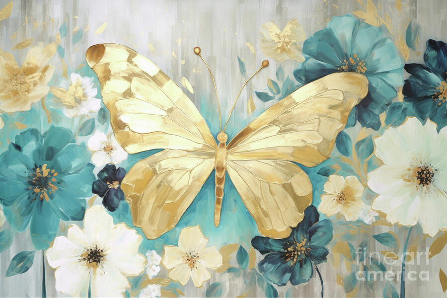 Big Golden Butterfly Painting by Tina LeCour