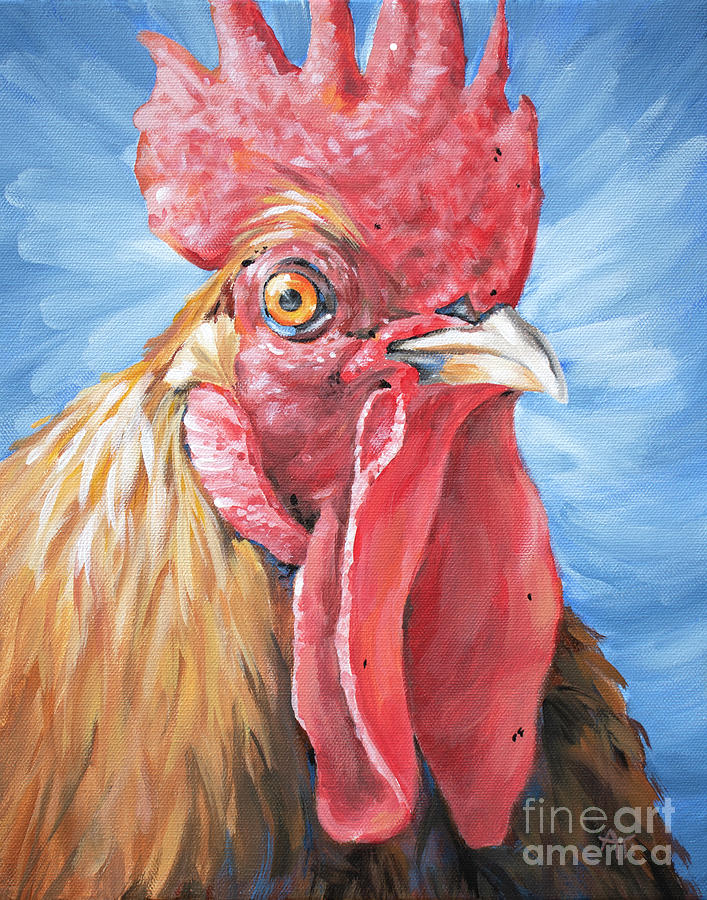 Big Guy - Rooster Painting Painting by Annie Troe