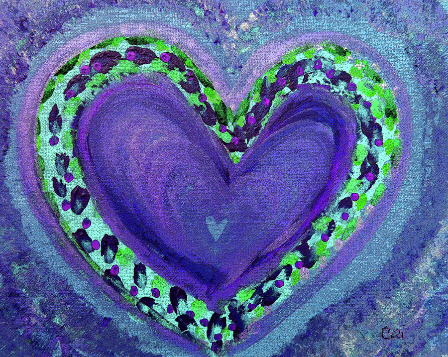 Big Heart in Blue and Green Painting by Corinne Carroll