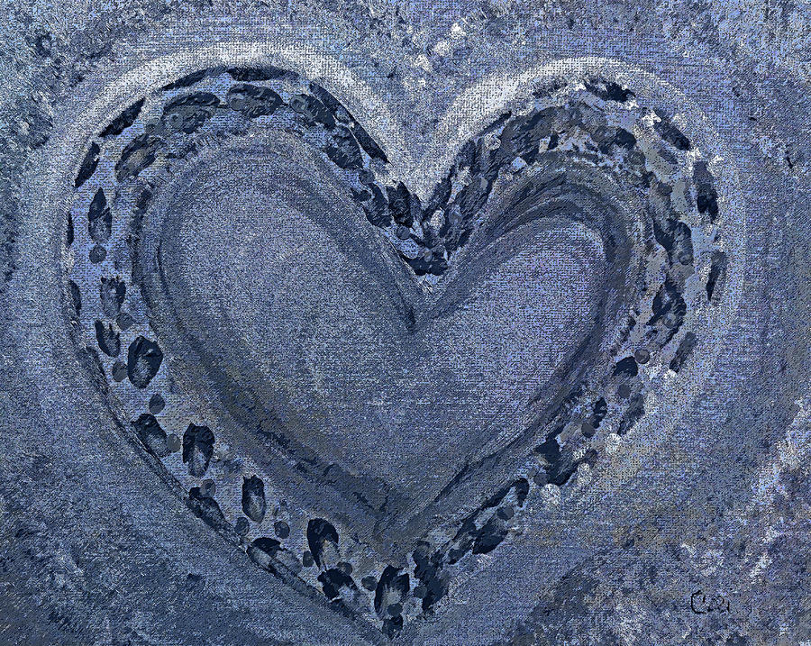 Big Heart in Min Blue Painting by Corinne Carroll